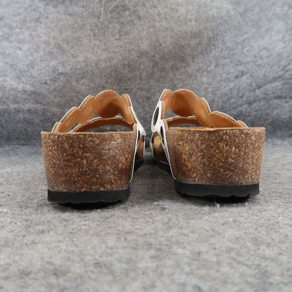 BioNatura Shoes Womens 39 Wedge Sandal Slides Fashion Comfort Double Strap White - Picture 4 of 11